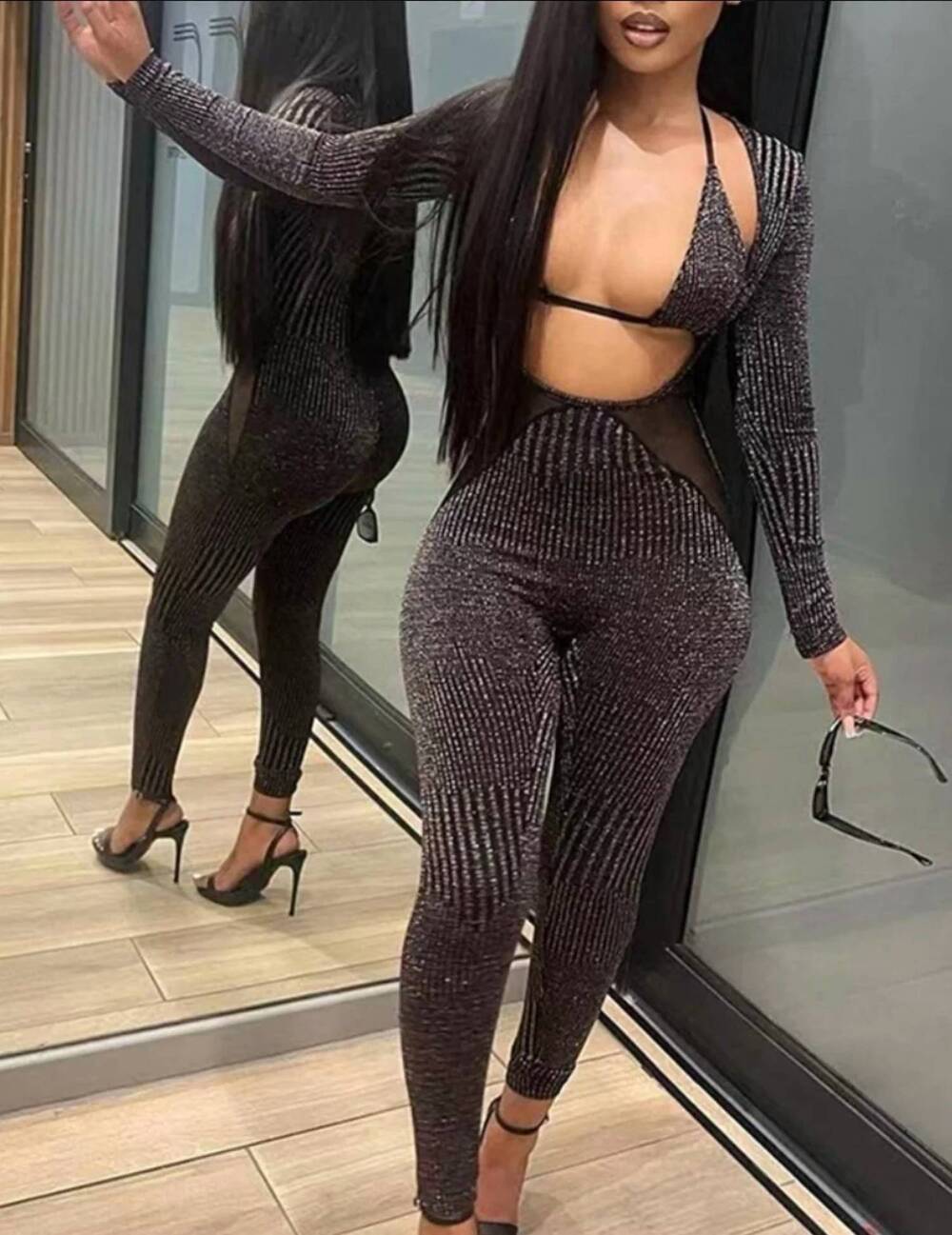 NEW LOVELY still that girl jumpsuit with bra in grey